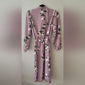 Lavender Floral Long Sleeve Midi Dress